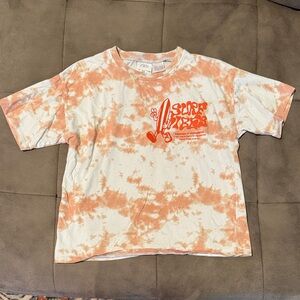 Zara Orange & White Tie-Dye 'Surf Vibes' Tee